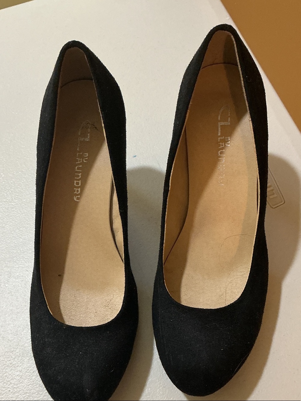 CL by Laundry Black Suede Rounded-Toe Ballet Flats